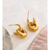 Yhpup Stainless Steel U-Shape Statement Earrings 18K Golden PVD Plated Texture Metal Daily Waterproof Jewelry Accessories