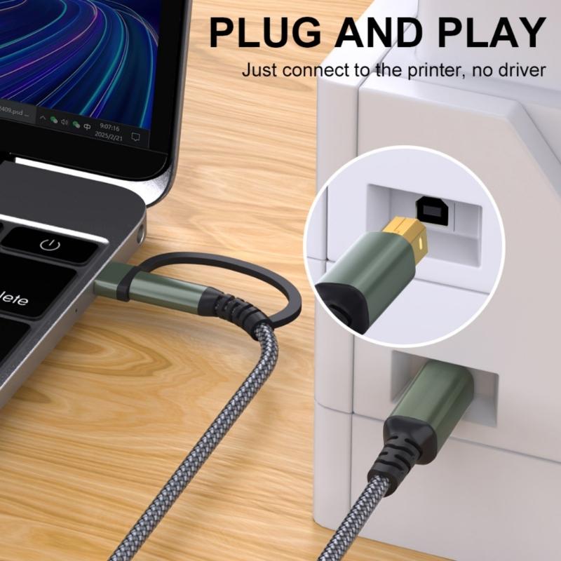 1м/2м/3,0м/5м USB Type C на USB B Кабель для передачи данных Простое подключение Принтеров Сканеров и Цифровых Пианино к Телефонам Планшетам