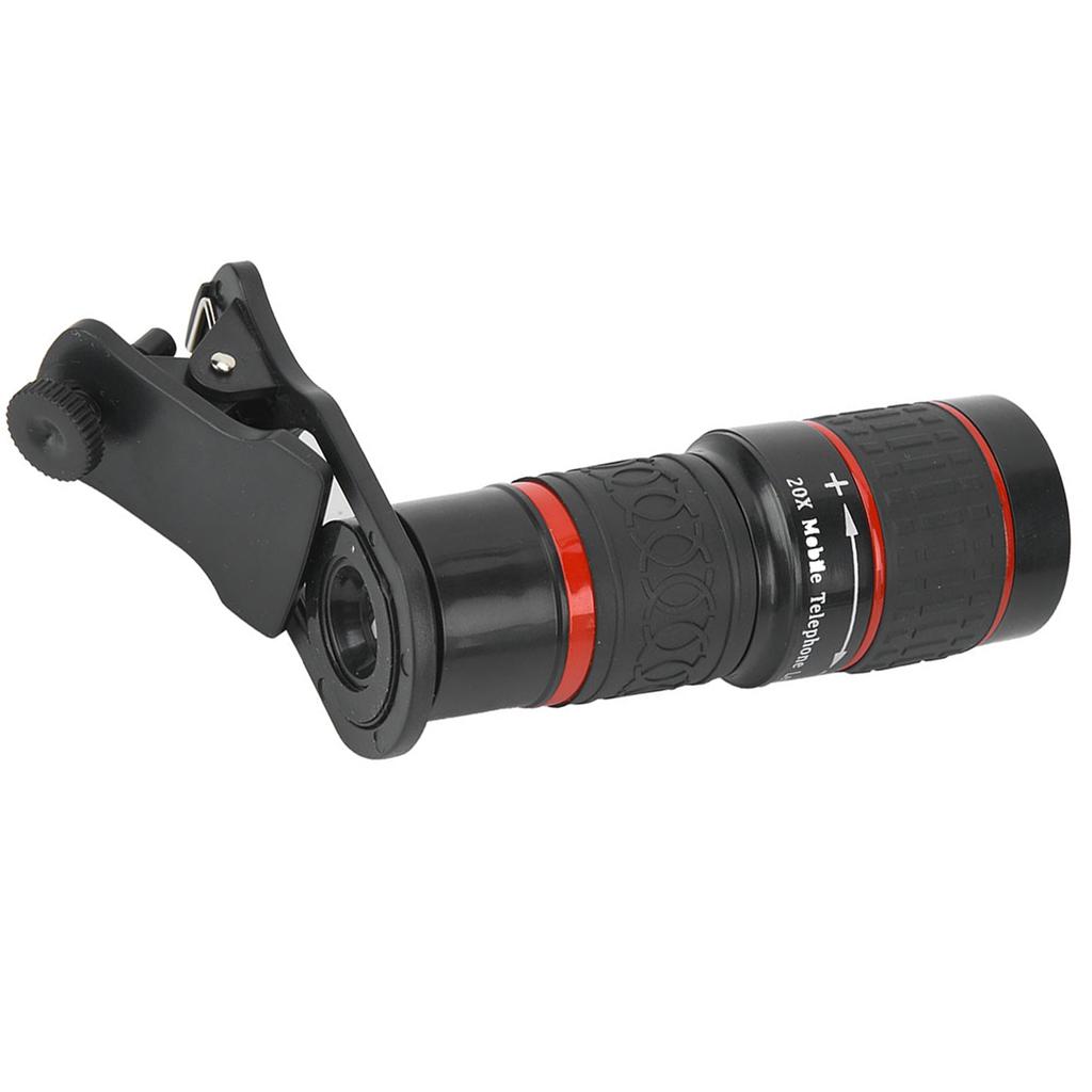 20X Long Focus Zoom Telephoto Lens with Clip for Smart Phone Tablet PC Black