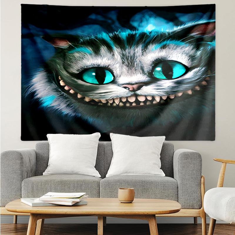 1PC wonderland Smile Cat K-pop music group Tapestry Accessories for Bedroom,Livingroom, dormitory Room Wall Decor Fan Birthday Gifts