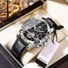 Famous Brand Luxury Tourbillon Mechanical Watch for Men Waterproof Luminous Date Week Leather Hollow Watches Men's