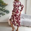 Lady Spring Fall Dress V Neck Floral Print Long Sleeves High Tight Waist A-line Flowy Ruffle Hem Dating Shopping Midi Dress
