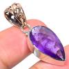 Натуральный африканский аметист, драгоценный камень, серебро 925 пробы, двухцветная подвеска 1,50" m7Q47