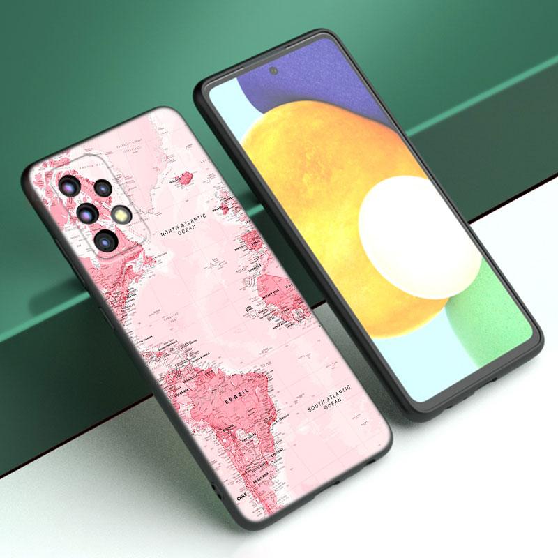 Чехол для телефона с картой мира для путешествий для Samsung A13 A22 A24 A32 A23 A25 A34 A35 A52S A53 A54 A55 A73 5G A12 A14 A15 A31 A33 A50 A51 A72