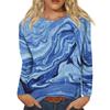 Women's Fashion Casual Long Sleeve Print Round Neck Pullover Top Blouse