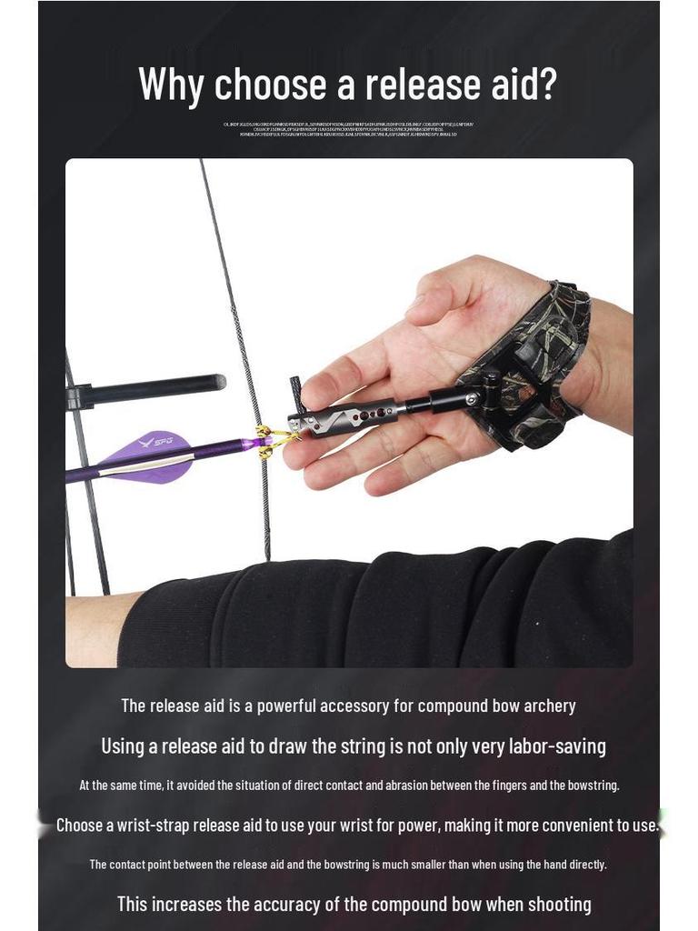 Dual-Use Bow & Arrow Automatic Release with Pulley Bow Arm Sling, Steel Ball, Wristband Clip for Outdoor Archery