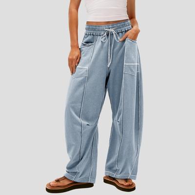 Женские брюки свободного кроя из шелка Ice Silk с завышенной талией, прямые повседневные брюки без складок