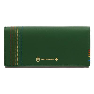 Длинный кошелек из натуральной кожи, прошитый 027604, цвет зеленый [Кошелек мужской кожаный] [05] -