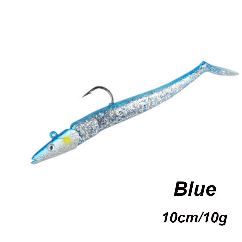 Durable 10g 19g 34g Luminous Worm Barbed Hook Fish Eel Lure Lead Jig Head Artificial Soft Bait