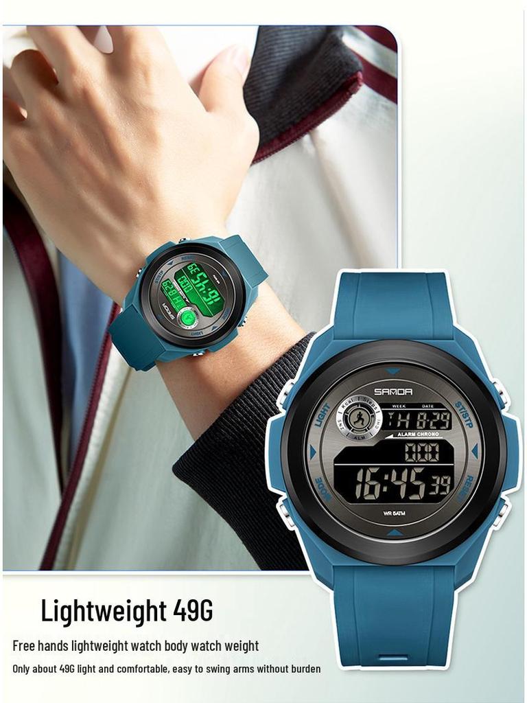 Универсальные спортивные часы SANDA: Вечный календарь, Будильник, Двойное время, Шагомер.