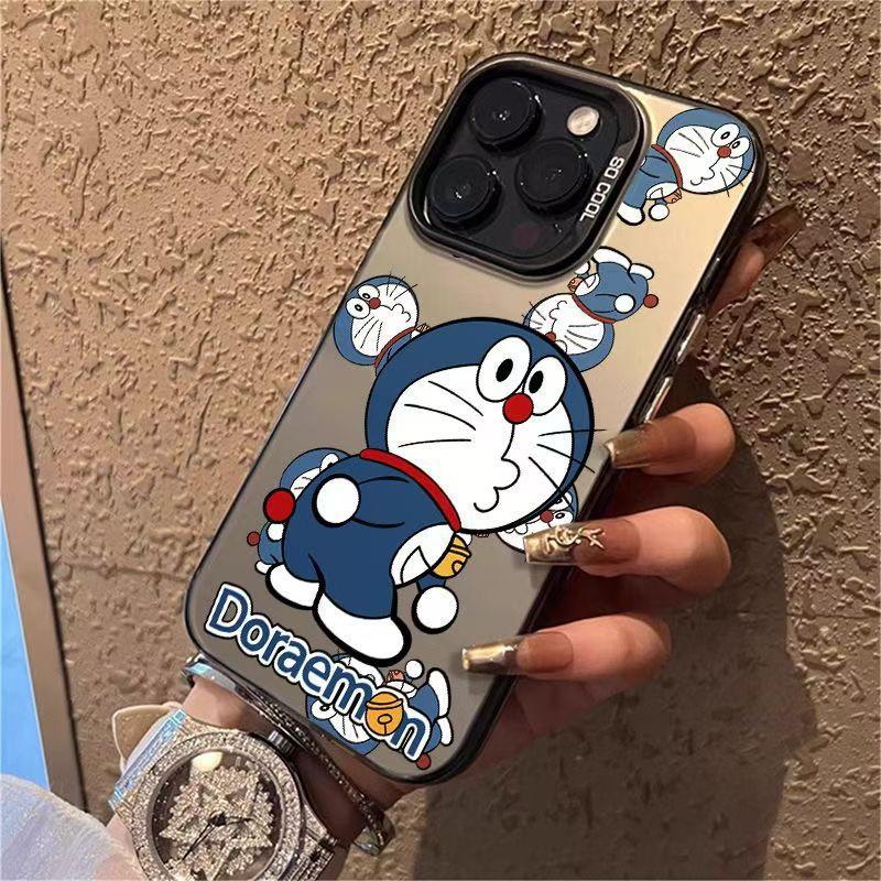 Doraemon silver case for iPhone 17/16/15 Pro, 14 Pro Max, 13/12/11 (trendy)