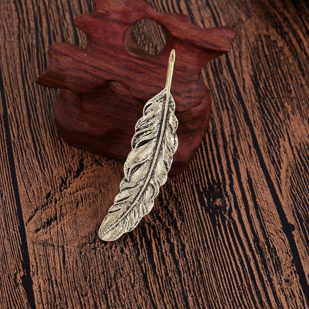 Z96 Retro Gold Leaf Feather Brooch for Men