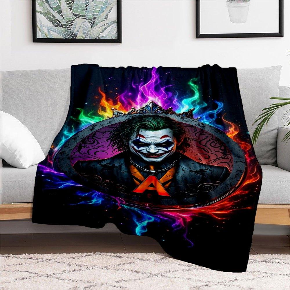 "Joker A Logo Colorful Flame Art Print Poster"Blanket Flannel Throw Blanket for Sofa, Bed, Travel, Camping, Office