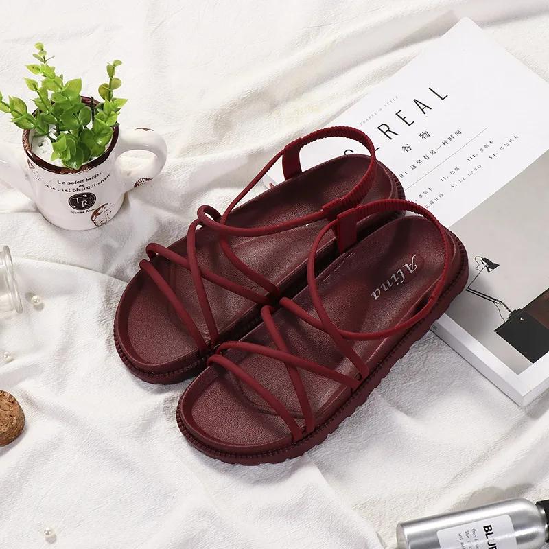 Fashion Comemore 2025 Плоские женские туфли Гладиаторы Открытый носок Нескользящие Мягкие сандалии Женские Повседневные Женские сандалии на платформе Римские сандалии Эспадрильи