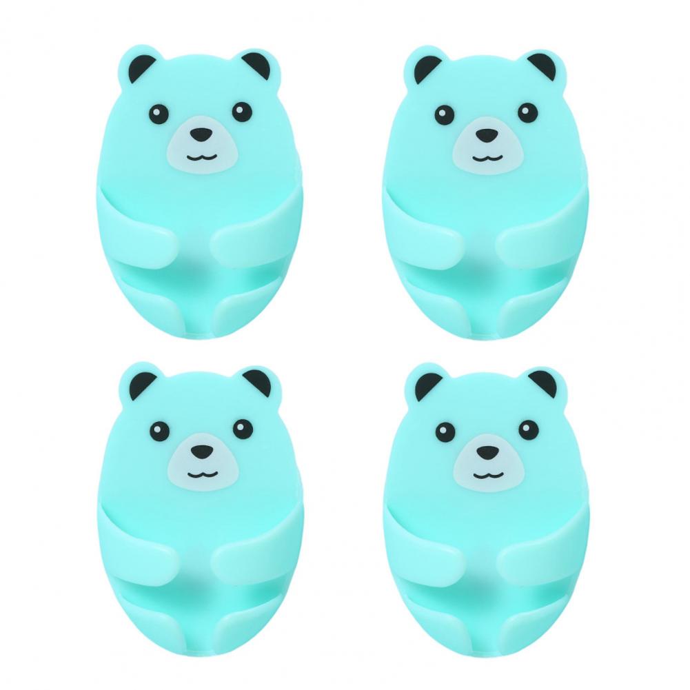 4Pcs Wall Storage Hook Bear Plug Bracket Punch-free Power Plug Socket Holder Kitchen Stealth Hook Wall Adhesive Hanger Bathroom