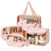 Siomlana Cosmetic Pouch Large Portable Toiletry Vanity Cosmetic Travel Travel Cosmetic Gift Floral 4-Piece PVC/PU Set, Capacity, Waterproof,