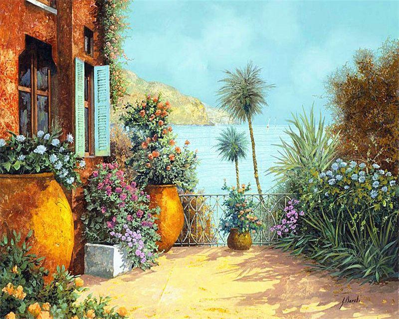 RUOPOTY Раскраска по номерам Городской пейзаж для гостиной на холсте Уникальный подарок Акриловая картина по номерам Дом