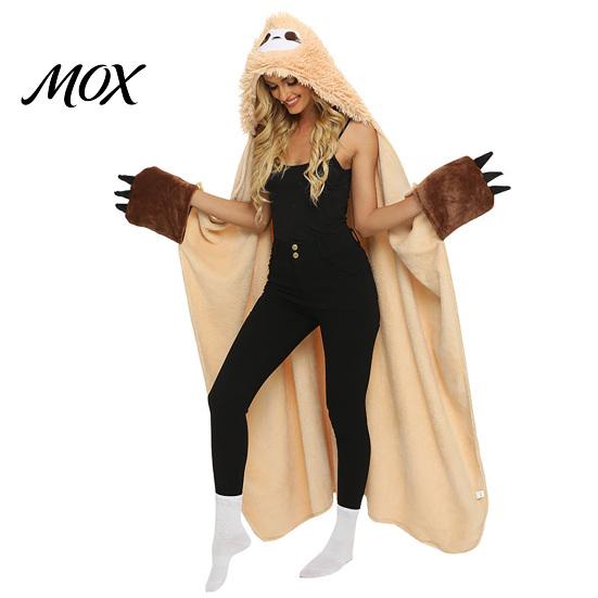 Breathable Plush Blanket Wrap Wearable Hoodie, Women Cute Animal Hooded Cape, Soft Funny Costume Cape Cozy Sloth Highland Cow Penguin for Cosplay,