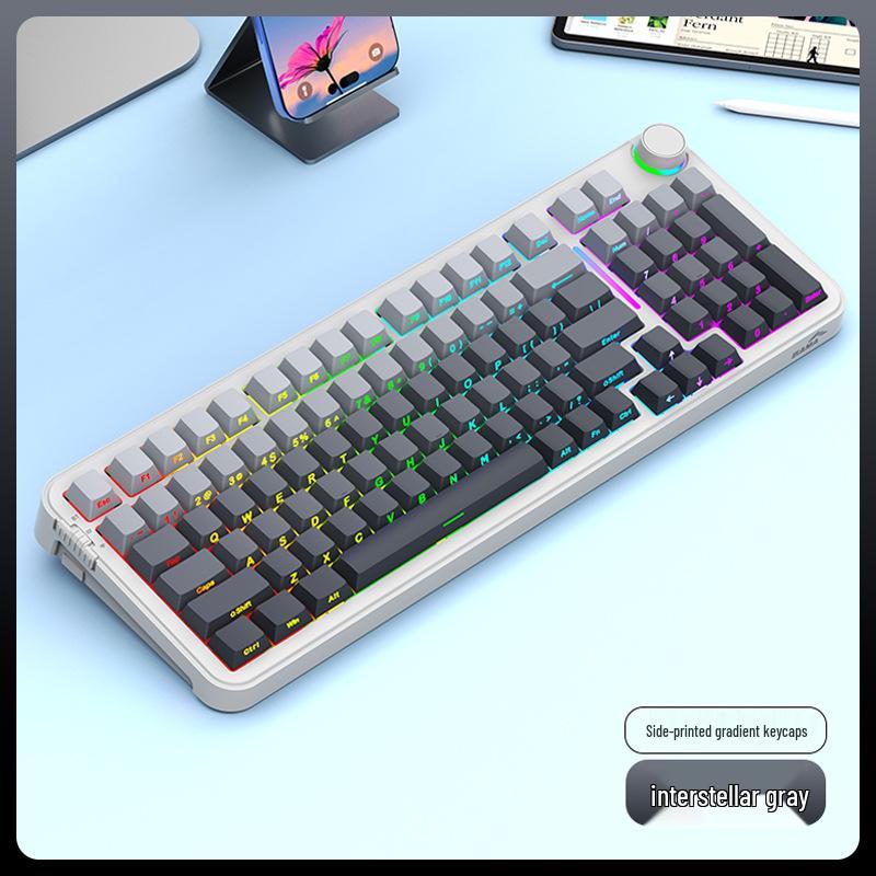 Sama/Xianma Custom Three-Mode Wireless Bluetooth Mechanical Keyboard with Side Engraving, Hot-Swappable Keys, and Macro Features.