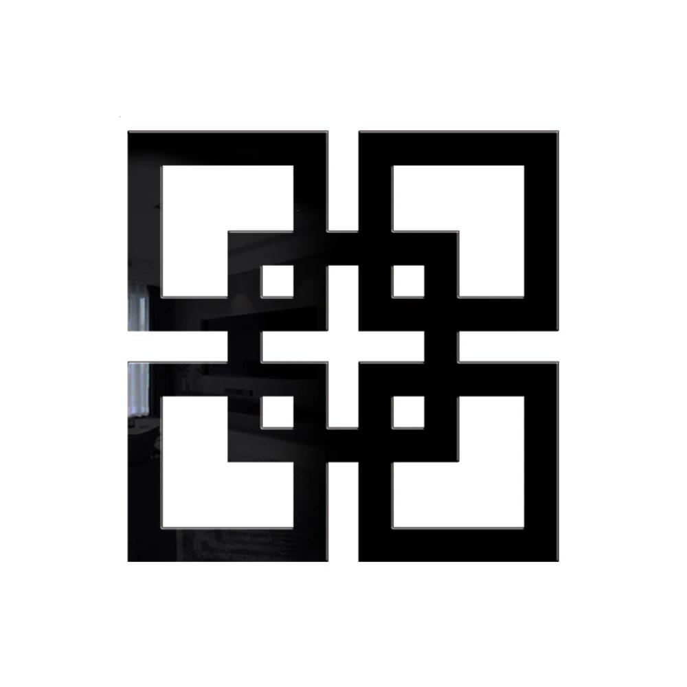 4/8/12pcs Geometry Mirror Wall Sticker Acrylic Square Wall Decals Self-adhesive Decorative Stickers DIY Room Home Decor