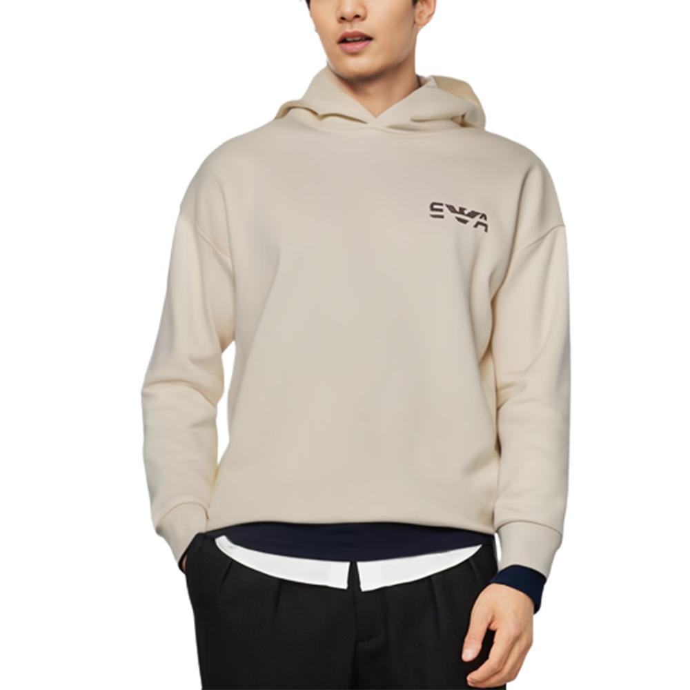 Emporio Armani Embroidered Hooded Sweatshirt Men tops Vanilla-White 3L1MCK-1JXDZ-0128