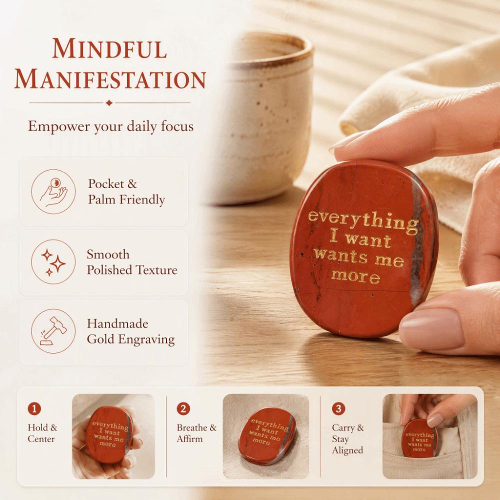 Oval Shape Affirmation Palm Stone Gold Engraving Pocket Stone Engraved Worry Stone For Women