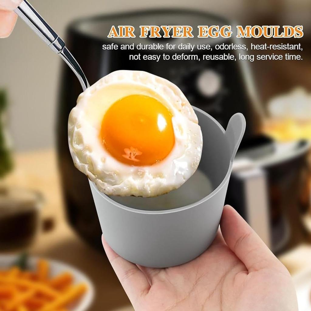 2Pcs Air Fryer Egg Poacher Cups Silicone Cake Muffins Cupcakes Moulds Baking Custard Tart Pie Desserts Egg Poaching Maker AVE