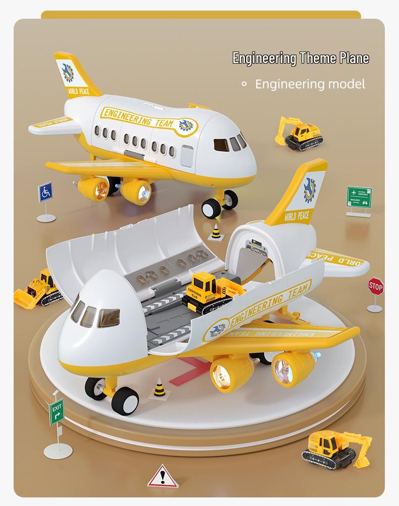 Extra Large Inertial Airplane Toy with Lights & Music - Educational Storage Set for Kids