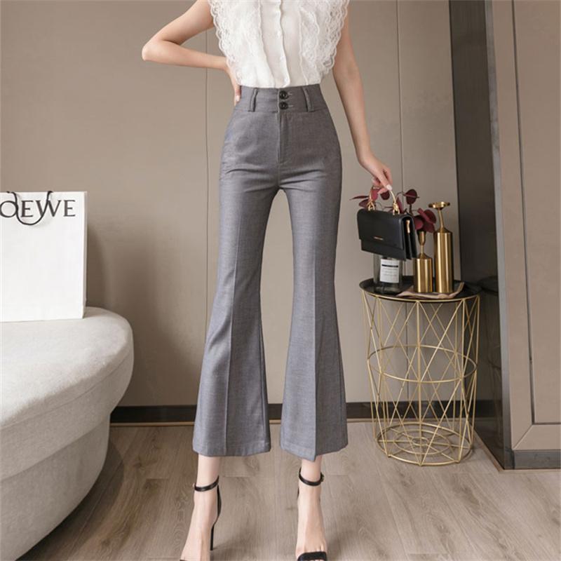 Harajuku OL Office Summer High Waist Summer Women's Wide Leg Capris Flare Pants for Women Baggy Suit Pants Woman Trousers