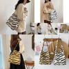 Trendy Large Capacity Striped Canvas Shoulder Bag For Young Women In Chic Colors