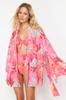 Women's Fashion New Kimono&Kaftan Floral Pattern Belted Mini Woven KimonoKaftan