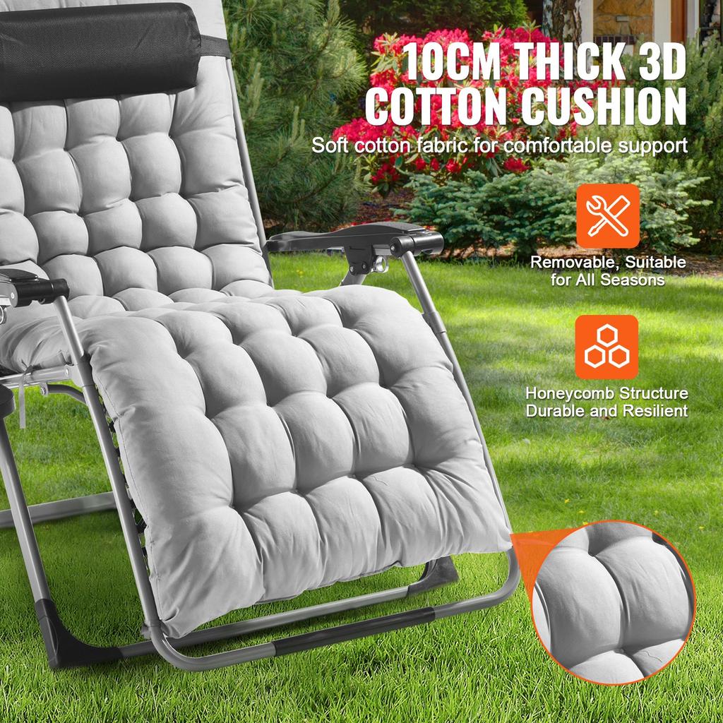 VEVOR Zero Gravity Chair, 33 inch Zero Gravity Recliner Lounge Chair for Indoor and Outdoor, Adjustable Anti Gravity Chair with Cushion, Headrest
