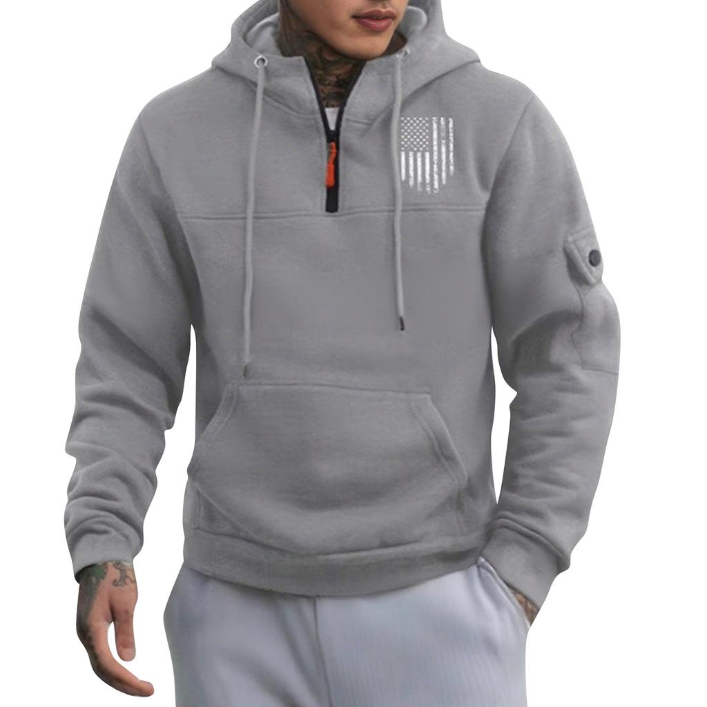 Мужская толстовка с капюшоном с принтом, кардиган на молнии с карманом на рукаве, мужская спортивная повседневная толстовка большого размера