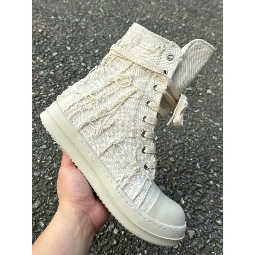 Ручная работа Высокое качество Винтаж Нищий Стиль Ретро Белые парусиновые кроссовки-ботинки