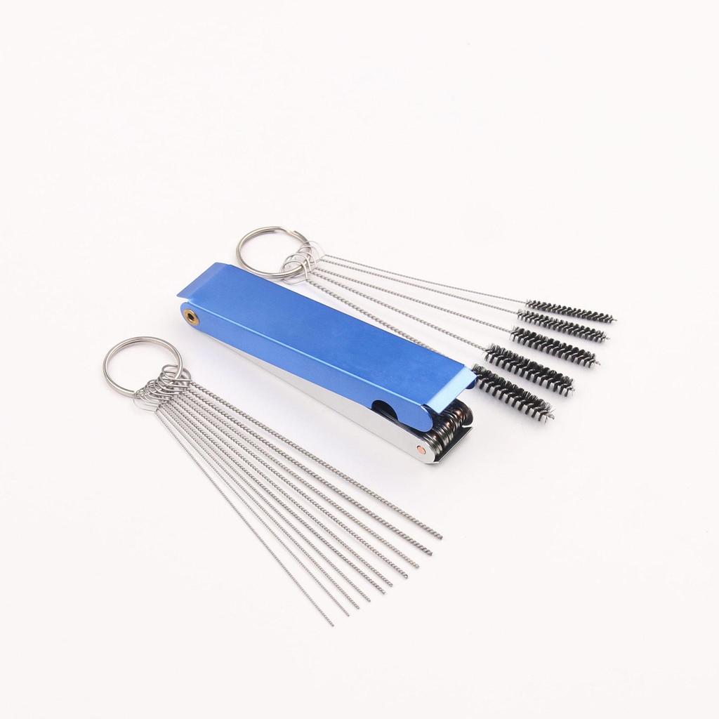 Набор из 15 щеток для чистки карбюратора с очистителями форсунок распылителя - иглы из нержавеющей стали и нейлоновые щетки