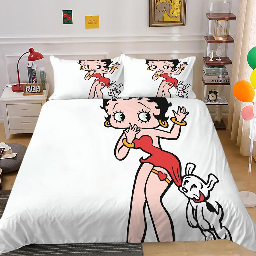 Bedding Set Cover Lovely 3D Betty Boop Printing Girl Double Size Home Textiles Comforter Cover Set
