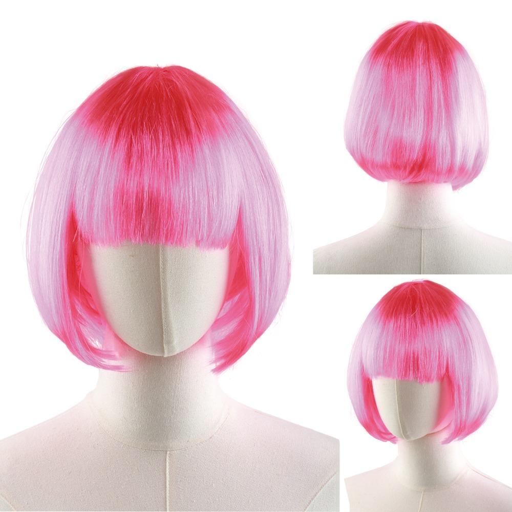 Cute Short Bob Wigs Xmas Wig Halloween Cosplay Anime Wigs Colored Straight Hair  Pretty Women