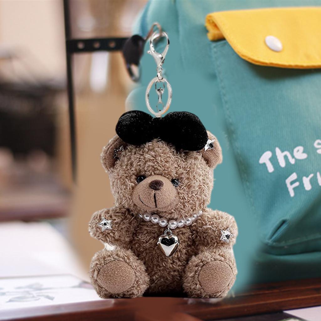 Fashion Bowknot Bear Charm Keychains Lovely Ornament Women Car Keyring Backpack Handbag Charm Pendant Keys Holder