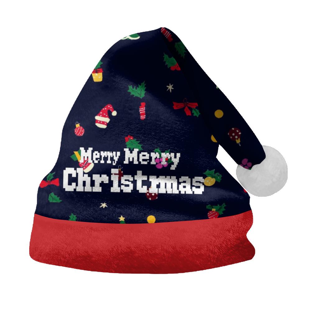 2024 Christmas Short Plush Santa Claus Hat for Adults & Kids - DIY Printed Ornaments