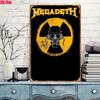 2D Плоский, 1 шт. Винтажная металлическая табличка | Логотип группы Megadeth со скелетом в центре и символом ядерной радиации