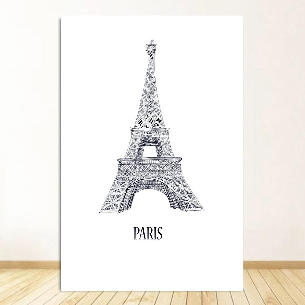 Черно-белый дорожный постер Ретро принт городского пейзажа Картина на холсте Скандинавское настенное искусство Домашний декор