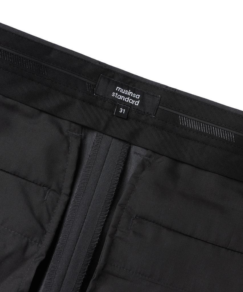 MUSINSA STANDARD Narrow Belt One-Pleat Wide Slacks [Gray]