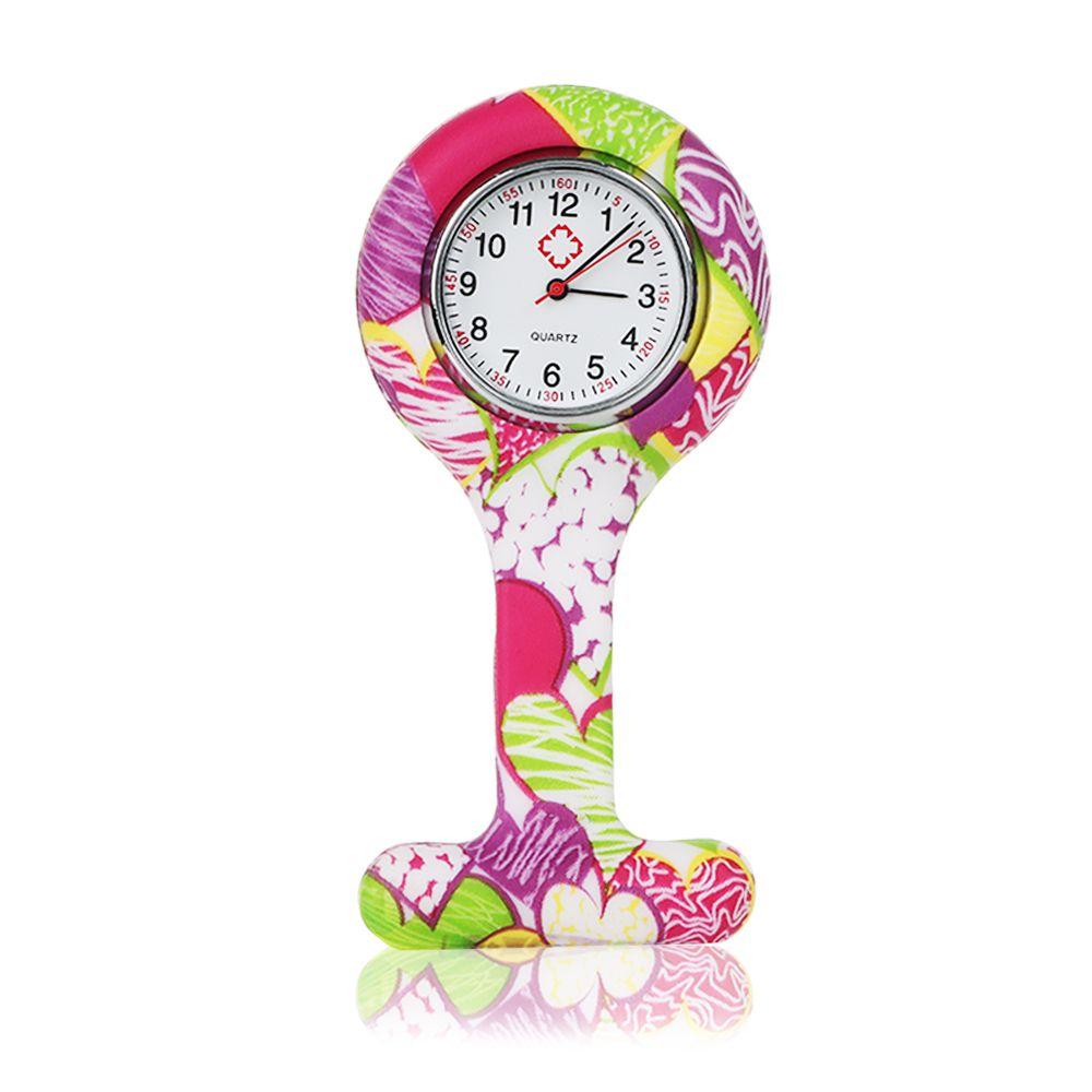 Unisex Silicone Multi Colors Lapel Watches with Second Hand Fob Nurse Watch Nursing Clip On