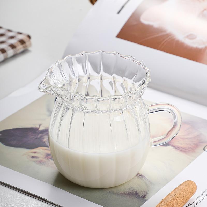 Glass Coffee Milk Jug Multifunctional Tea Pitcher Heat Resistant Transparent for Living Room Household Cafe Office Beverage