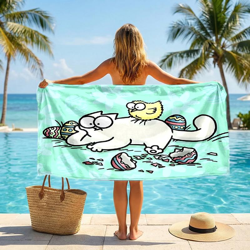 Simon'S Cat Fashion Beach Towel: Ideal for Summer Adventures Soft, absorbent and quick drying suitable for swimming and bathing