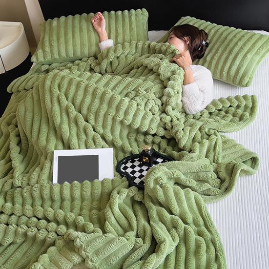 Фланелевое одеяло утолщенное искусственное кроликовое плюшевое пузырчатое покрытие сплошной цвет офисная домашняя кровать
