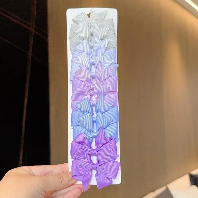 10 шт./набор Красочный бант из репсовой ленты Заколка для волос Девочки Милые Чир Бант-бабочка Заколка-автомат Головной убор Детские аксессуары для волос