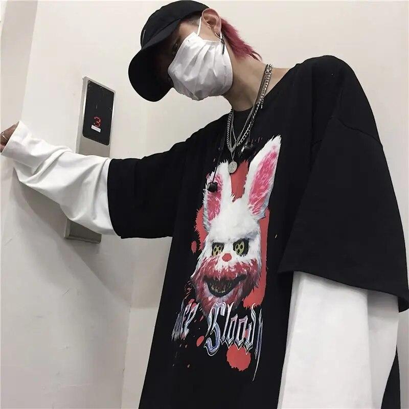 Осенняя женская одежда, футболка с длинным рукавом для женщин, уличная одежда, аниме, готический винтажный топ в стиле хип-хоп, свободная футболка большого размера Y2k