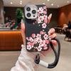 Тонкий матовый чехол для телефона с цветочным принтом для iPhone 16 Pro 15 Pro Max 14 13 12 11, мягкий ремешок, кожаная текстура, противоударный чехол-бампер из ТПУ