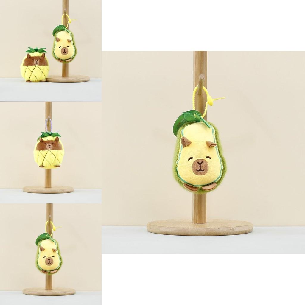 Fluffy Avocado Capybara Plush Keychain Unique Pineapple Bag Charm 12cm Soft Toy